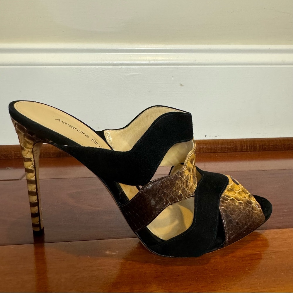 Alexandre Birman Black Suede And Python Mules - image 5